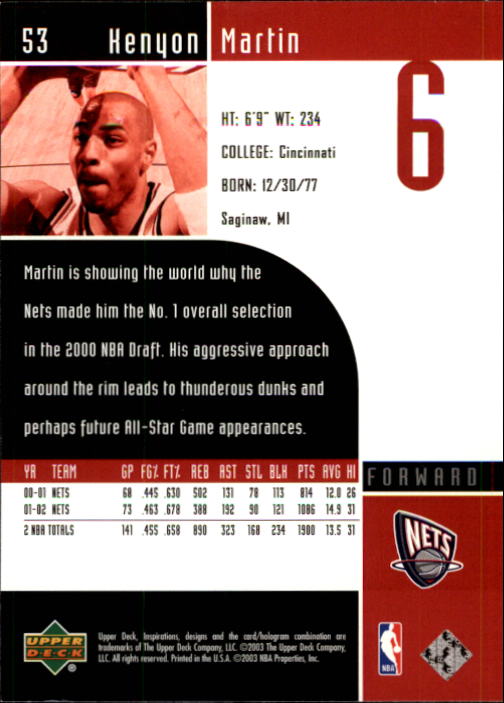 2002/2003 Inspirations (Upper Deck) Basketball - Picture 107 of 225