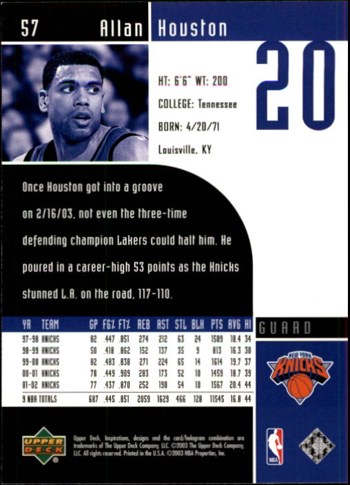 2002/2003 Inspirations (Upper Deck) Basketball - Picture 115 of 225