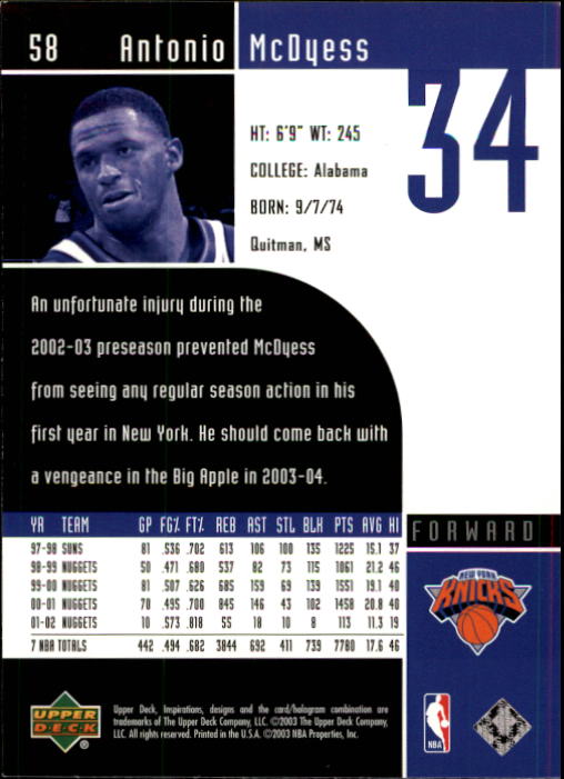 2002/2003 Inspirations (Upper Deck) Basketball - Picture 117 of 225