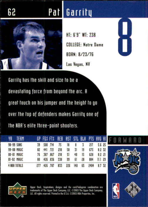 2002/2003 Inspirations (Upper Deck) Basketball - Picture 125 of 225