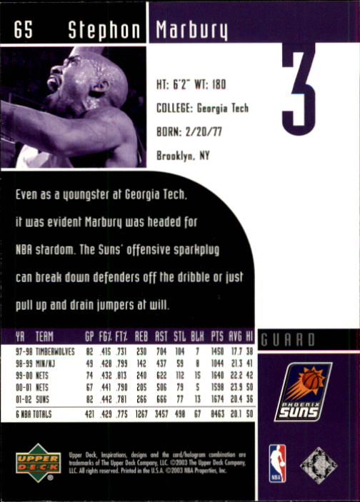 2002/2003 Inspirations (Upper Deck) Basketball - Picture 131 of 225