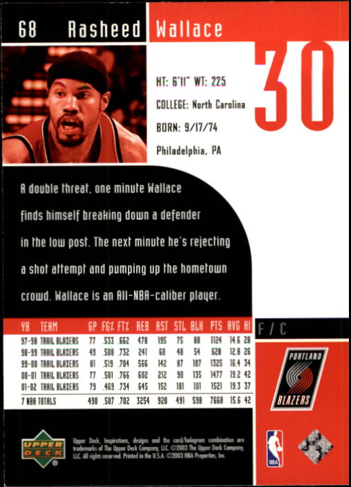 2002/2003 Inspirations (Upper Deck) Basketball - Picture 137 of 225