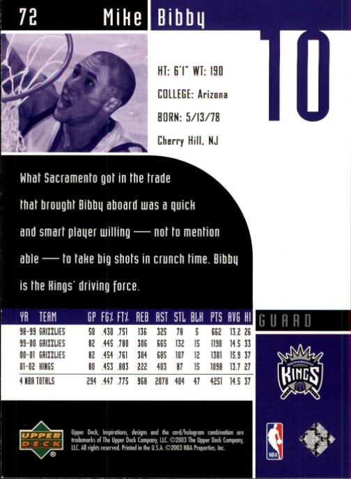 2002/2003 Inspirations (Upper Deck) Basketball - Picture 145 of 225