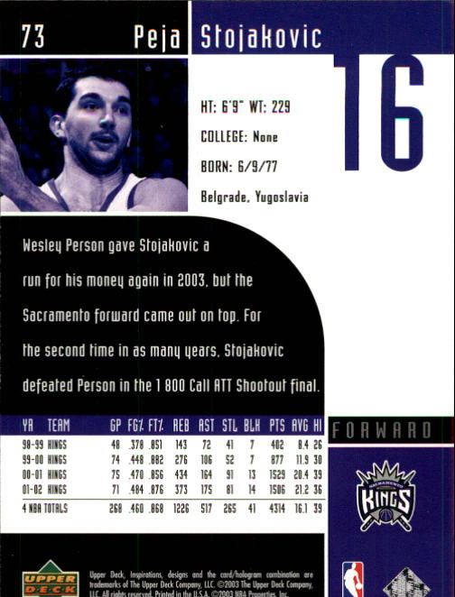 2002/2003 Inspirations (Upper Deck) Basketball - Picture 147 of 225