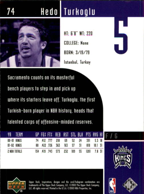 2002/2003 Inspirations (Upper Deck) Basketball - Picture 149 of 225