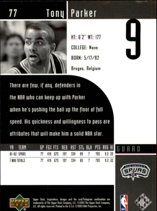 2002/2003 Inspirations (Upper Deck) Basketball - Picture 155 of 225