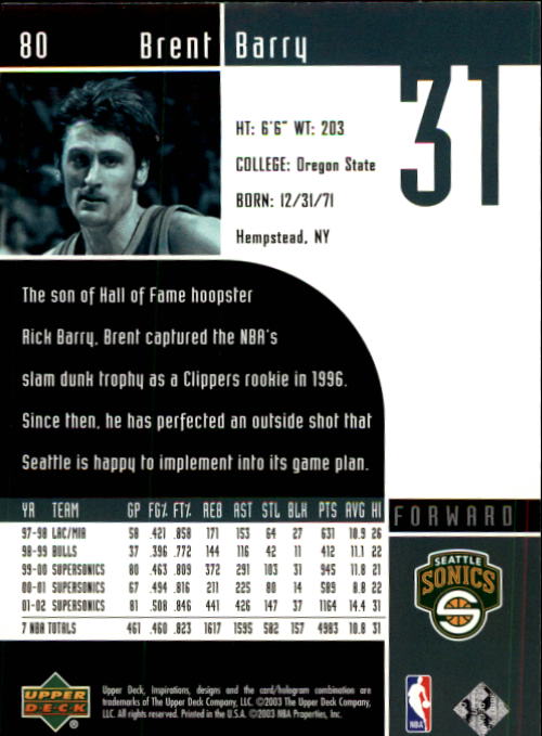2002/2003 Inspirations (Upper Deck) Basketball - Picture 161 of 225