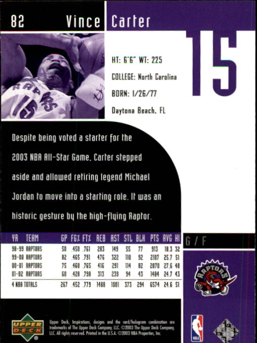 2002/2003 Inspirations (Upper Deck) Basketball - Picture 165 of 225