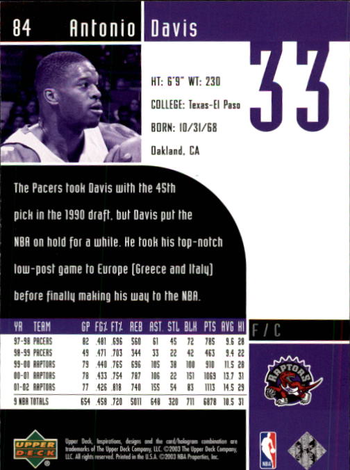 2002/2003 Inspirations (Upper Deck) Basketball - Picture 169 of 225