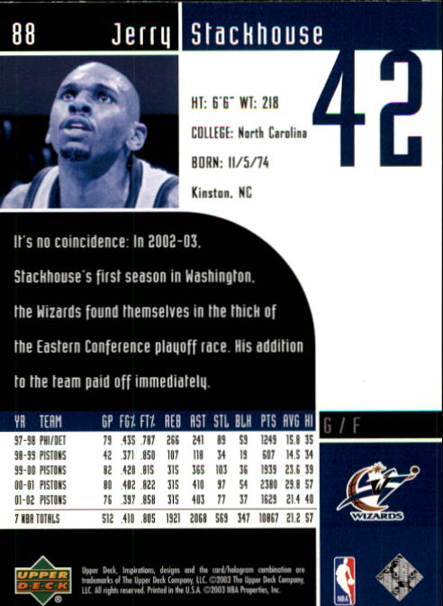 2002/2003 Inspirations (Upper Deck) Basketball - Picture 177 of 225