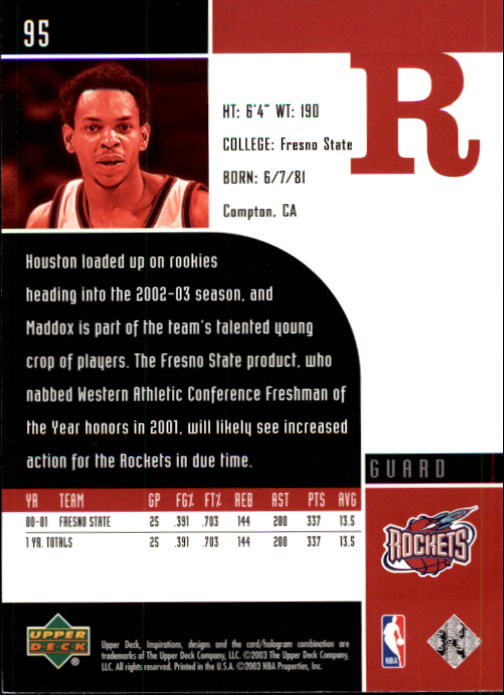 2002/2003 Inspirations (Upper Deck) Basketball - Picture 191 of 225