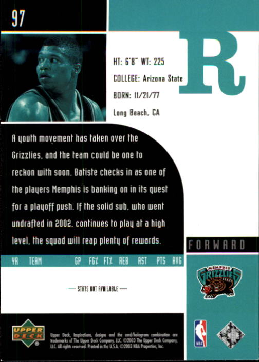2002/2003 Inspirations (Upper Deck) Basketball - Picture 195 of 225