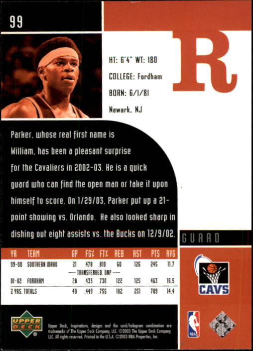 2002/2003 Inspirations (Upper Deck) Basketball - Picture 199 of 225