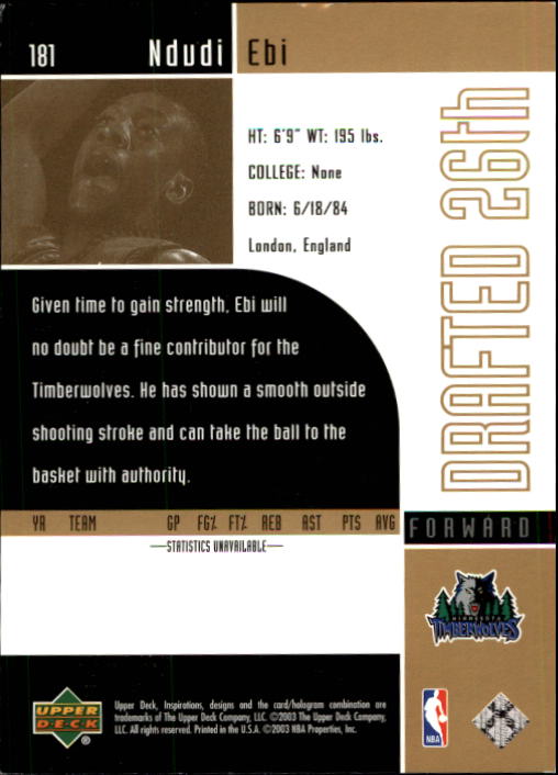 2002/2003 Inspirations (Upper Deck) Basketball - Picture 215 of 225