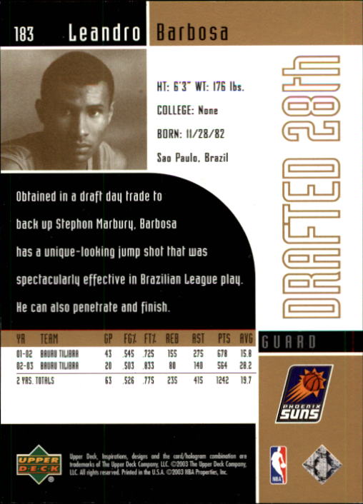 2002/2003 Inspirations (Upper Deck) Basketball - Picture 217 of 225