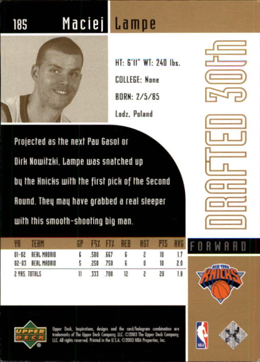 2002/2003 Inspirations (Upper Deck) Basketball - Picture 221 of 225