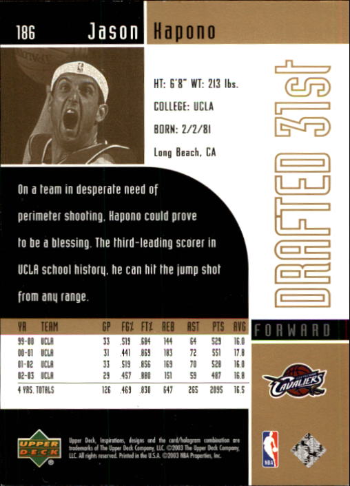2002/2003 Inspirations (Upper Deck) Basketball - Picture 223 of 225
