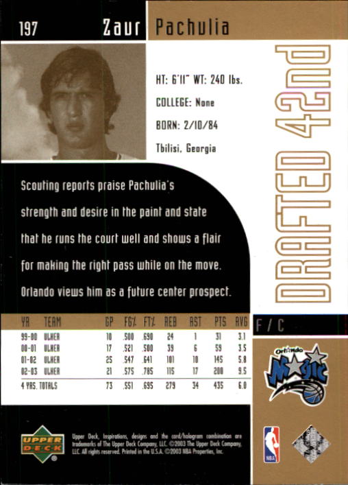 2002/2003 Inspirations (Upper Deck) Basketball - Picture 225 of 225