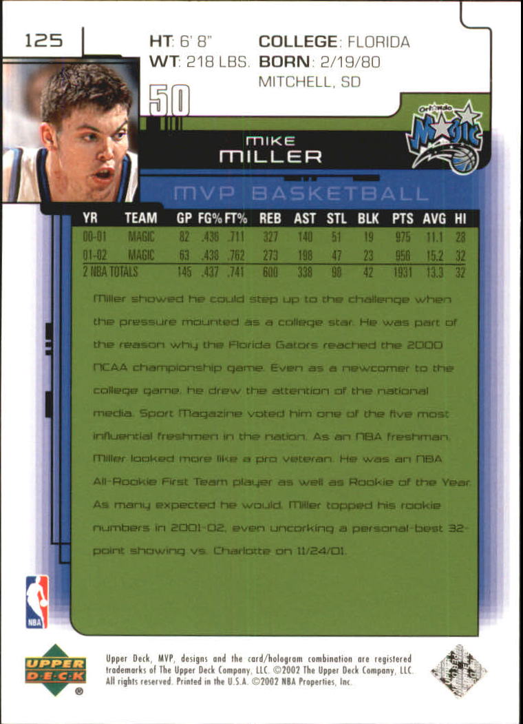 2002/2003 MVP (Upper Deck) Basketball Part 2 Insert and Parallel Cards - Picture 19 of 37