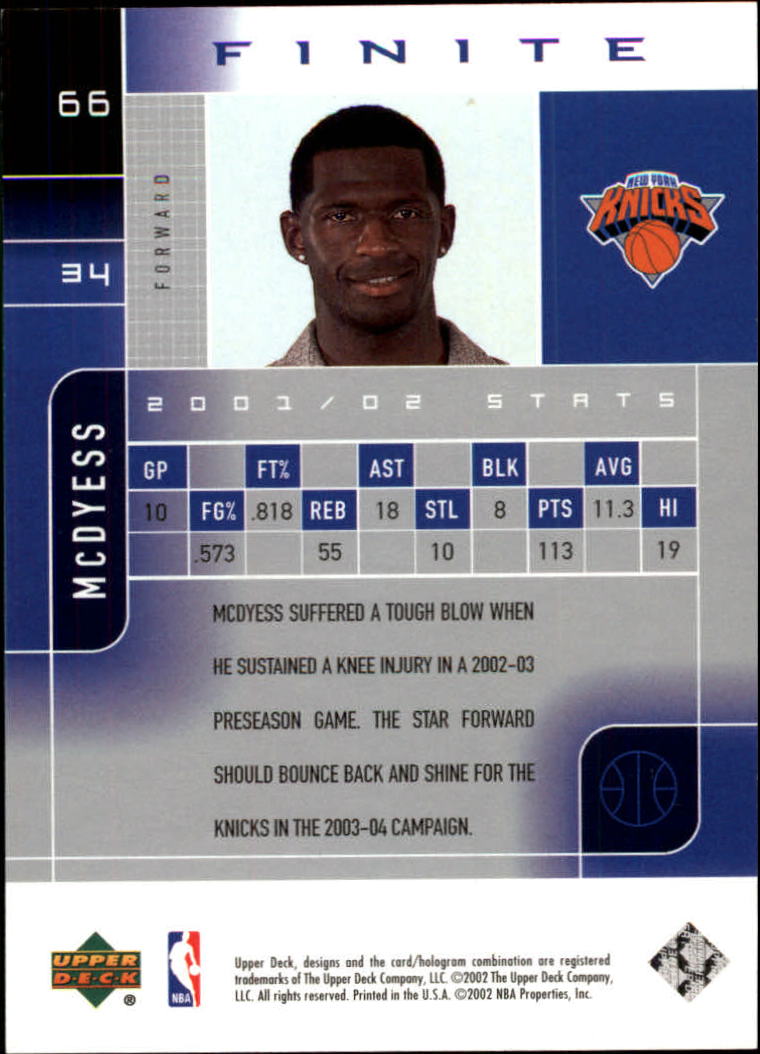2002/2003 Finite (Upper Deck) Basketball - Picture 37 of 67
