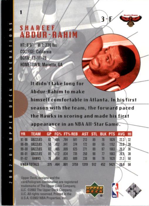 2002/2003 Generations (Upper Deck) Basketball - Picture 345 of 345