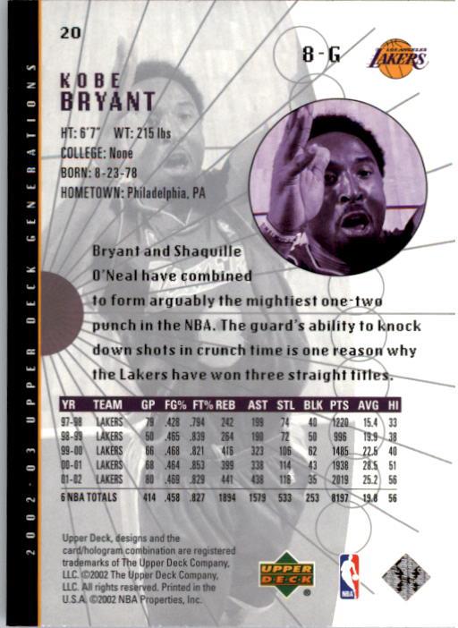 2002/2003 Generations (Upper Deck) Basketball - Picture 307 of 345
