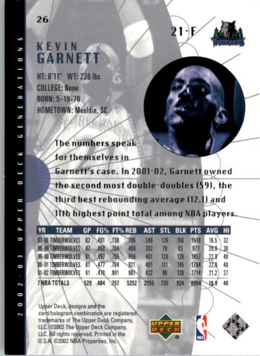 2002/2003 Generations (Upper Deck) Basketball - Picture 295 of 345