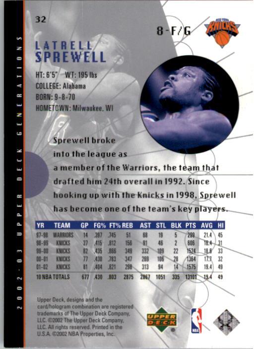 2002/2003 Generations (Upper Deck) Basketball - Picture 283 of 345