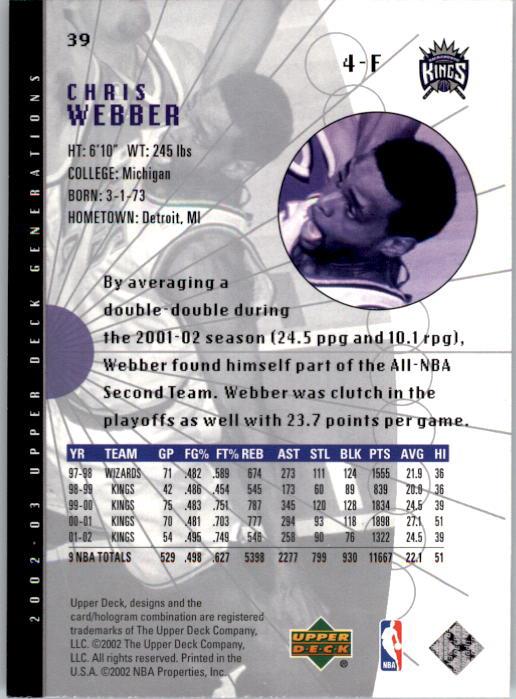 2002/2003 Generations (Upper Deck) Basketball - Picture 269 of 345