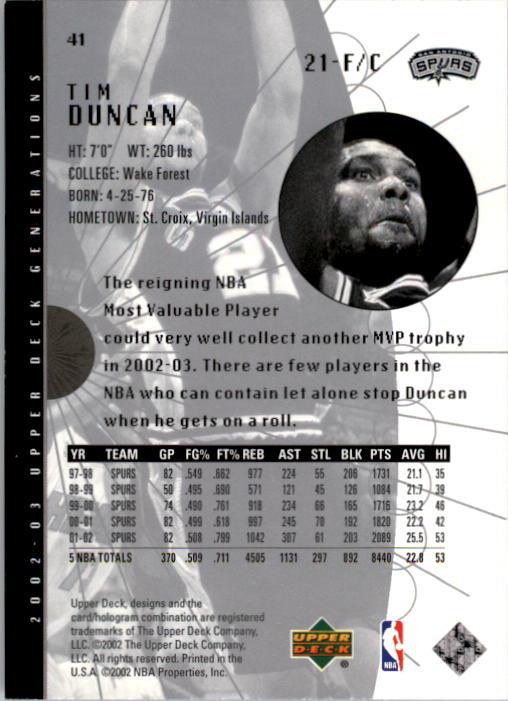 2002/2003 Generations (Upper Deck) Basketball - Picture 265 of 345