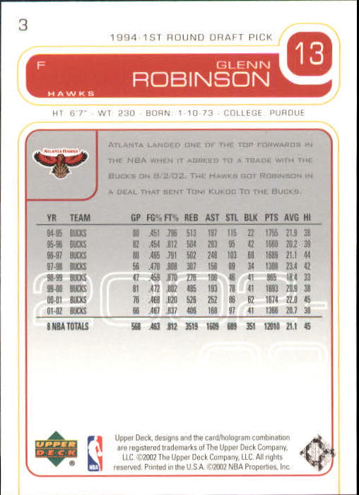 2002/2003 Upper Deck Basketball Part 1 Main Set Cards #1 to #260 - Picture 7 of 499