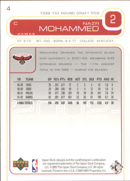 2002/2003 Upper Deck Basketball Part 1 Main Set Cards #1 to #260 - Picture 9 of 499