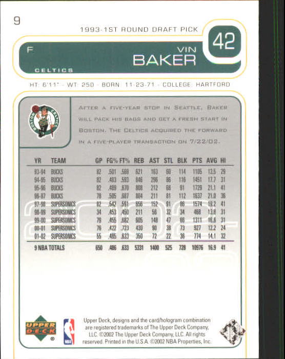 2002/2003 Upper Deck Basketball Part 1 Main Set Cards #1 to #260 - Picture 19 of 499