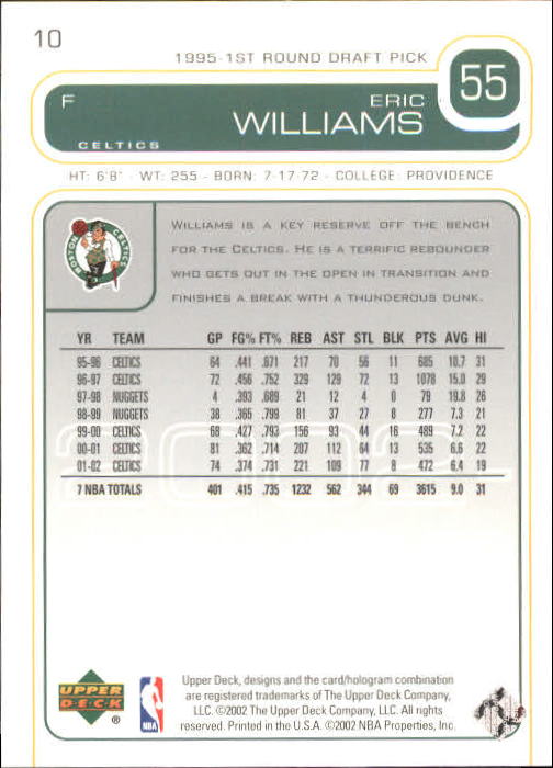 2002/2003 Upper Deck Basketball Part 1 Main Set Cards #1 to #260 - Picture 21 of 499