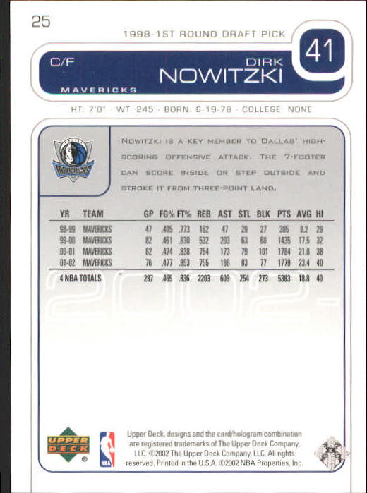 2002/2003 Upper Deck Basketball Part 1 Main Set Cards #1 to #260 - Picture 51 of 499
