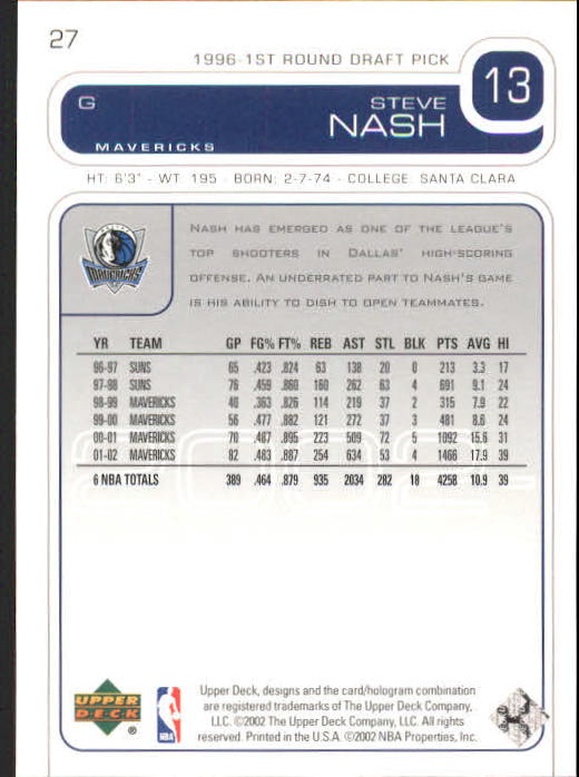 2002/2003 Upper Deck Basketball Part 1 Main Set Cards #1 to #260 - Picture 55 of 499