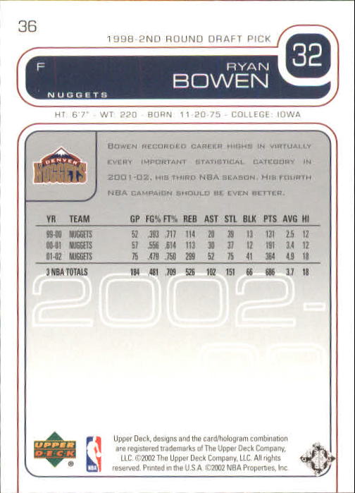 2002/2003 Upper Deck Basketball Part 1 Main Set Cards #1 to #260 - Picture 73 of 499