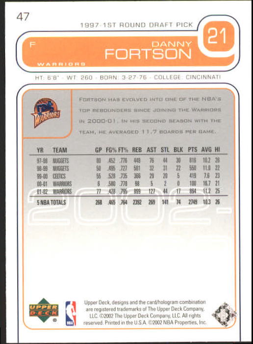 2002/2003 Upper Deck Basketball Part 1 Main Set Cards #1 to #260 - Picture 95 of 499