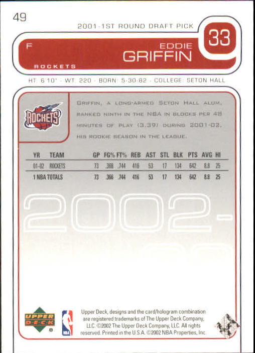 2002/2003 Upper Deck Basketball Part 1 Main Set Cards #1 to #260 - Picture 99 of 499