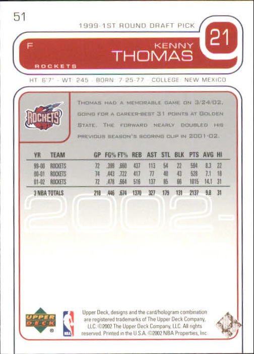 2002/2003 Upper Deck Basketball Part 1 Main Set Cards #1 to #260 - Picture 103 of 499