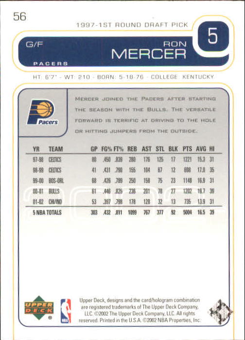 2002/2003 Upper Deck Basketball Part 1 Main Set Cards #1 to #260 - Picture 113 of 499