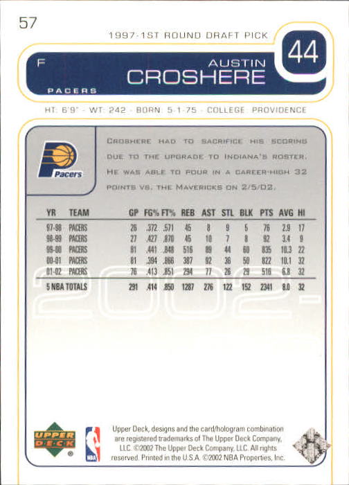 2002/2003 Upper Deck Basketball Part 1 Main Set Cards #1 to #260 - Picture 115 of 499