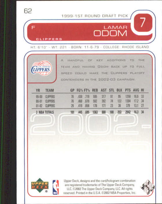 2002/2003 Upper Deck Basketball Part 1 Main Set Cards #1 to #260 - Picture 125 of 499