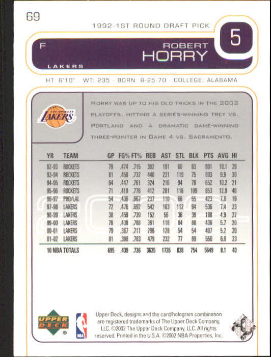 2002/2003 Upper Deck Basketball Part 1 Main Set Cards #1 to #260 - Picture 139 of 499