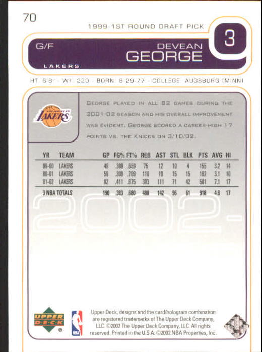 2002/2003 Upper Deck Basketball Part 1 Main Set Cards #1 to #260 - Picture 141 of 499