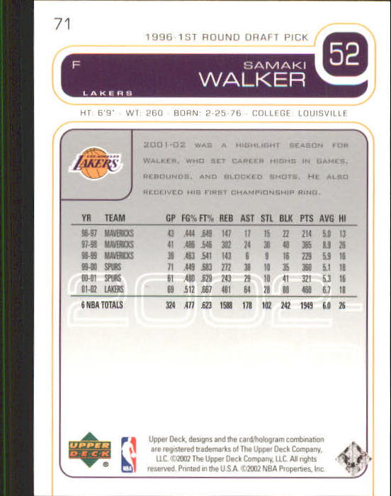 2002/2003 Upper Deck Basketball Part 1 Main Set Cards #1 to #260 - Picture 143 of 499