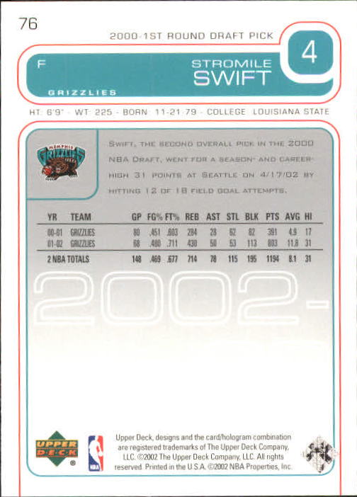 2002/2003 Upper Deck Basketball Part 1 Main Set Cards #1 to #260 - Picture 153 of 499