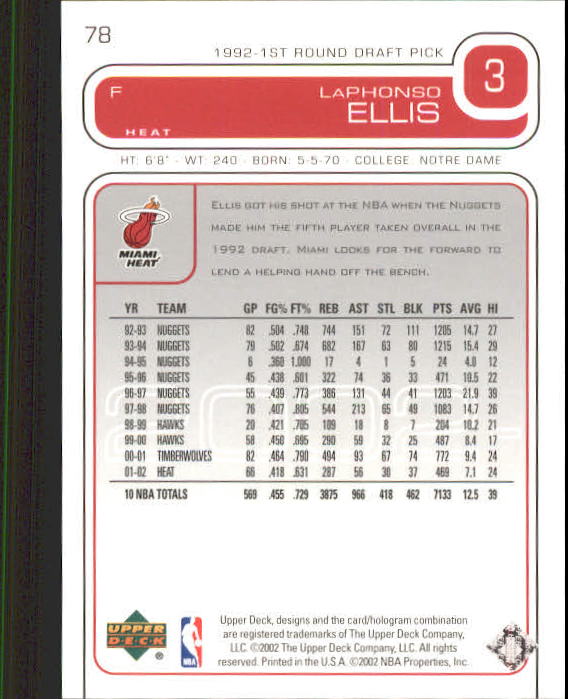 2002/2003 Upper Deck Basketball Part 1 Main Set Cards #1 to #260 - Picture 157 of 499