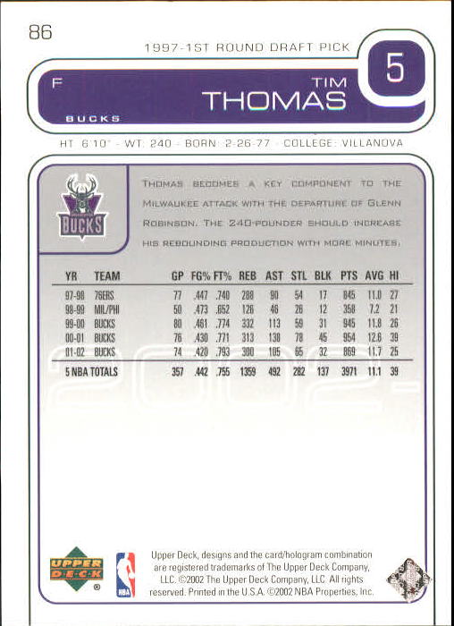 2002/2003 Upper Deck Basketball Part 1 Main Set Cards #1 to #260 - Picture 173 of 499