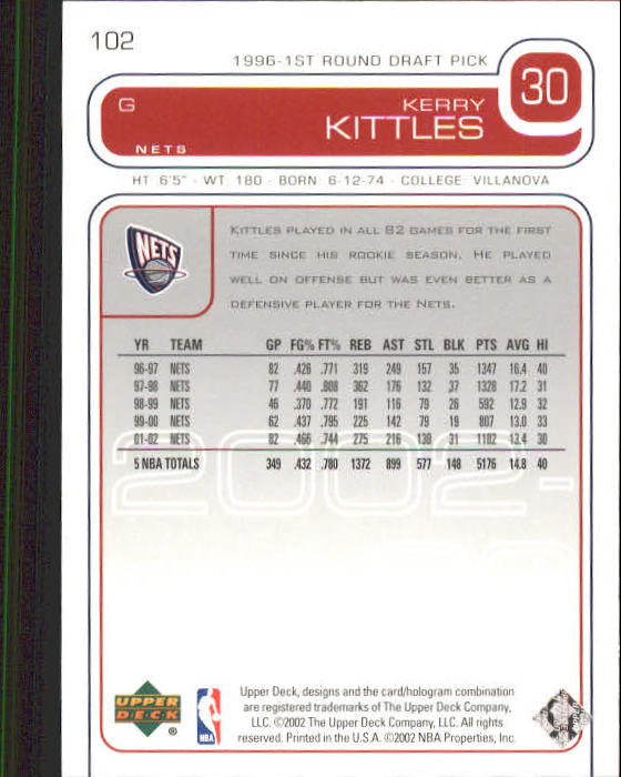 2002/2003 Upper Deck Basketball Part 1 Main Set Cards #1 to #260 - Picture 205 of 499